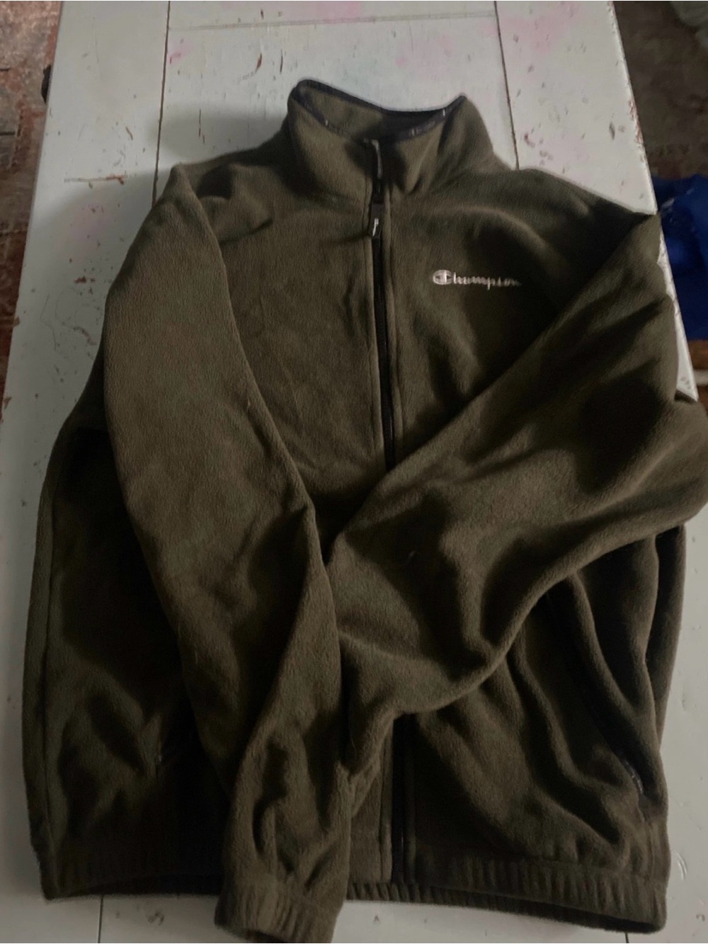 Champion Men's Olive Zip-Up Fleece Jacket